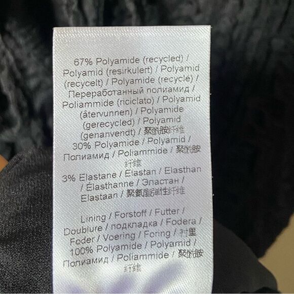 Ganni Midi Black Dress Ruched Stretch-Cloqué Size 10 - Picture 15 of 17